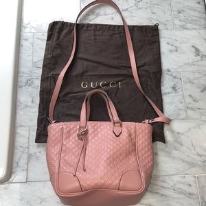 Gucci Bree Microguccissima Small Tote Pink Leather Satchel